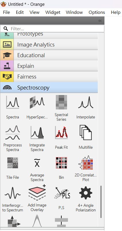 Orange Spectroscopy add-on showing the 2D Correlation Plot widget